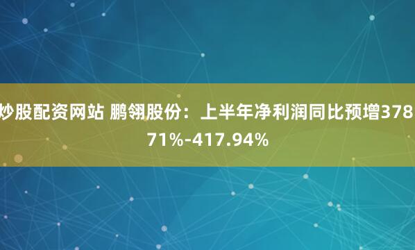 炒股配资网站 鹏翎股份：上半年净利润同比预增378.71%-417.94%